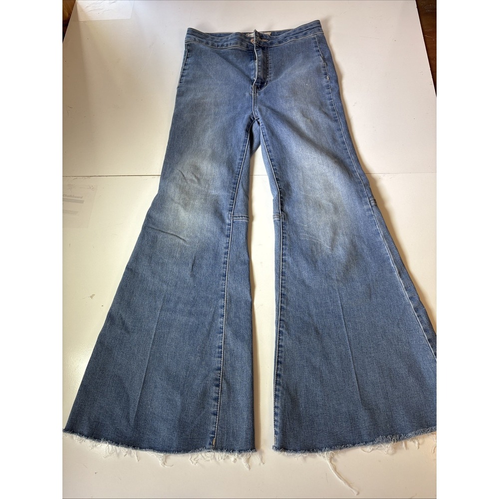 Free People We The Free Women's Size 25 Washed Flare Bell Bottom Jeans (RD33)